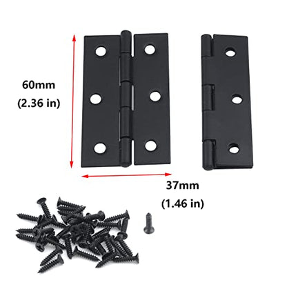 Antrader Cabinet Gate Closet Door Hinge 2-2/5'' Long Home Furniture Hardware Folding Butt Hinge Black Pack of 6 - color: Black, size: 2.36" x 1.47"