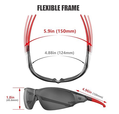 HTS HUNTERSKY ANSI Z87.1 Anti-Fog Clear Safety Glasses Pickleball Youth Baseball Lab Chemistry Goggles Scratch Resistant - color: Smoke-red