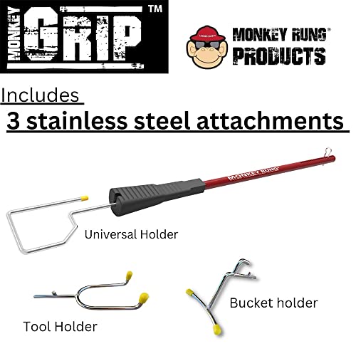 Monkey Grip Hands Free Innovative Extension Ladder Accessories Universal Tool Holder Perfect for Paint Buckets, Tool Bags, Power Tools and More (Monkey Grip)