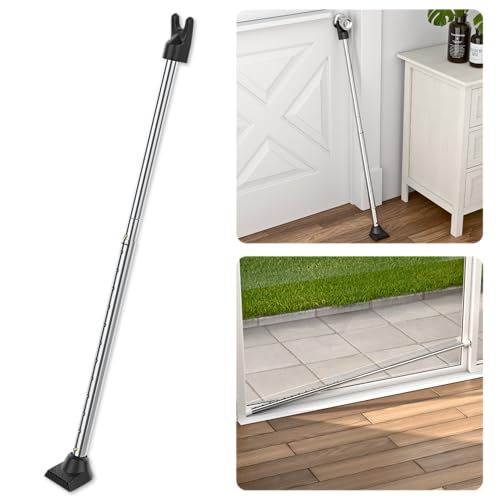 SECURITYMAN 3-in-1 Door Security Bar, Security Door Stoppers & Door Barricade – Heavy Duty Adjustable Iron Security Lock Bar for Home Defense, Apartment & Travel Safety (1 Pack - Chrome) - color: Chrome, size: 1 Pack