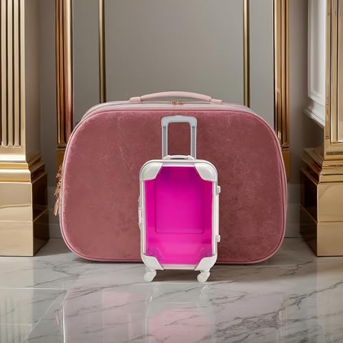 False Eyelash Storage Box, Portable Travel Organizer Mini Luggage False Eyelash Tray Makeup Tool (ROSE RED) - color: ROSE RED