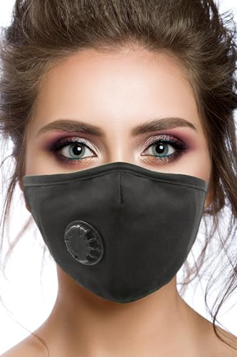 MountainAir Black Reusable Cotton Dust Mask with 4 Activated Carbon Filter Inserts – Washable & Breathable Face Covering for Daily Use, Comfortable Outdoor Mask for Men & Women, Non-Medical