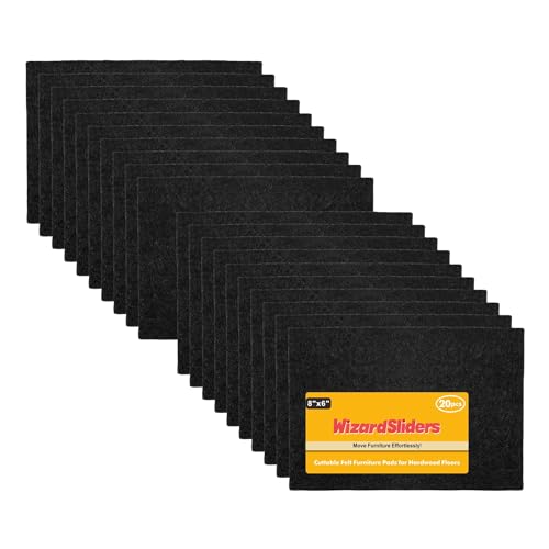Felt Furniture Pads Self-Adhesive for Hardwood Floors, 20pcs 8" x 6" x 1/5" Cuttable Felt Furniture Sliders Square Furniture Movers, Floor Protectors Cut into Any Shape, Black - color: Black, size: 20pcs