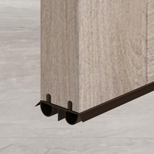 36" Kerf Slide-in Double Bulb Seal Weatherstrip Door Bottom – Durable Seal for Energy Efficiency & Draft Protection (Brown) - color: Brown
