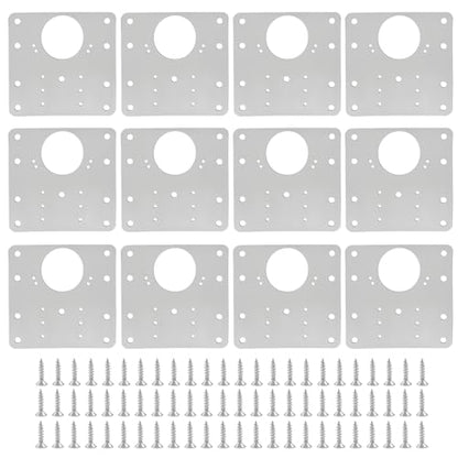 12 PCS Stable Cabinet Hinge Repair Plate Kit, Stainless Steel Brackets Mounting Screws, Protective Repair Board for Kitchen Cabinet, Cupboard Doors and Furniture