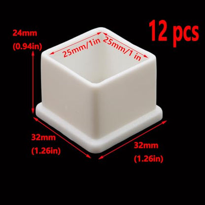 Antrader 12PCS White Furniture Pads,1" x 1" Rubber PVC Furniture Leg Caps,Table Chair Leg Foot End Caps Covers Protectors - color: White, size: 1" x 1"