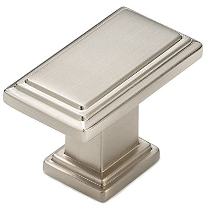 KOOFIZO 10 Pack Brushed Nickel Cabinet Knobs Satin Nickel Drawer Knobs K07 Rectangular Single Hole Cabinet Pulls for Cabinets Drawers Dresser Cupboard Bedroom Closet Bathroom Vanity - color: Brushed Nickel, size: Knob 01 - 10Pcs