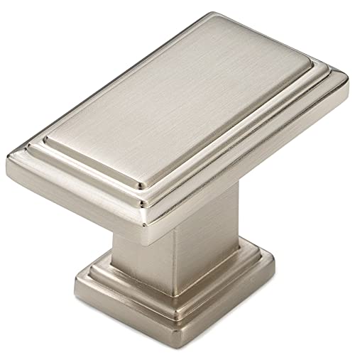 KOOFIZO 10 Pack Brushed Nickel Cabinet Knobs Satin Nickel Drawer Knobs K07 Rectangular Single Hole Cabinet Pulls for Cabinets Drawers Dresser Cupboard Bedroom Closet Bathroom Vanity - color: Brushed Nickel, size: Knob 01 - 10Pcs
