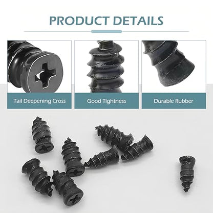 60 PCS Tire Repair Rubber Nail, Vacuum Tire Repair Kits Spiral Rubber Screws, Fast Self-Service Tool for Car, Truck, Motorcycle, Tractor Tire Puncture Repair (Black) - size: 60pcs