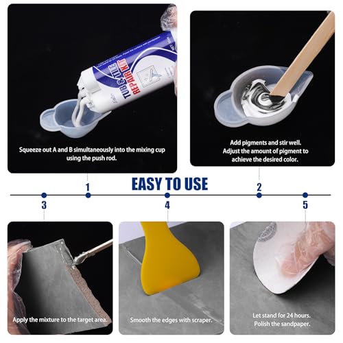 Tile Repair Kit - Porcelain Repair Kit for Repairing Scratches, Chips, Dents, Hole on Bathtub and Shower Tray, Ceramic Repair Filler for Acrylic, Fiberglass, Perfect Restoration of Marble Countertop