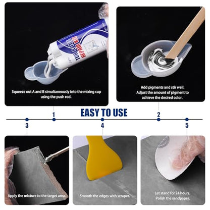 Tile Repair Kit - Porcelain Repair Kit for Repairing Scratches, Chips, Dents, Hole on Bathtub and Shower Tray, Ceramic Repair Filler for Acrylic, Fiberglass, Perfect Restoration of Marble Countertop