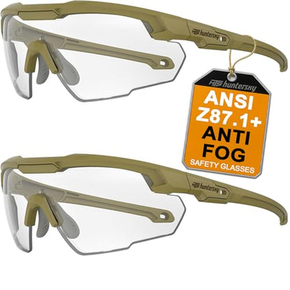 HTS HUNTERSKY Ballistic Tactical Shooting Glasses ANSI Z87+ UV400 Protective Eyewear - color: Green Clear+clear