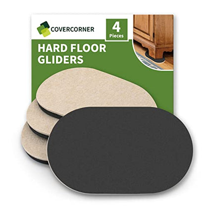 Furniture Sliders for Hardwood Floors 4 PCS - 9 1/2 inch Sliders for Moving Furniture – Felt Furniture Pads for Hardwood Floors - size: 4 PCS 9 1/2" Beige