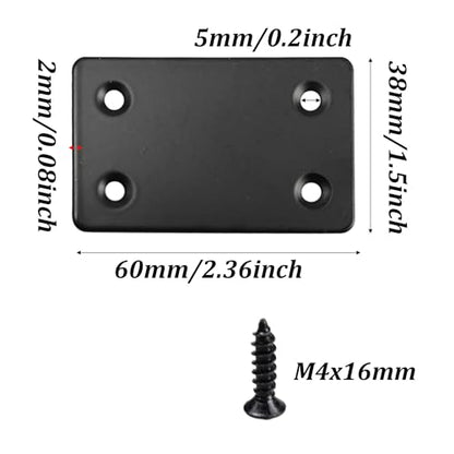 12PCS Black Stainless Steel Flat Mending Plates, 2.36" x 1.5" Straight Bracket Brace, Heavy Duty Metal Fixing Joining Plate for Furniture, Wood, Shelves, Fence - size: 2.36" x 1.5"