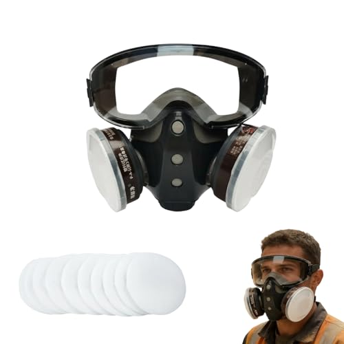 ROTORS Dust Proof Integrated Respirator Mask,Industrial Grade Face Shield, Reusable Masks with Replace Cotton Filters - color: A+10 Filters