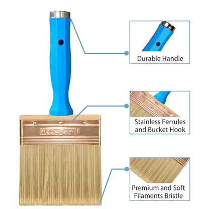 Deck Stain Brush, Thick Paint Brushes 4" for Faster Coverage, Compatible with Most Extension Poles, Stain Brushes for Wood, Deck, Walls, Fence and House - color: 4 Inch