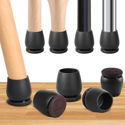 16PCS Round Silicone Chair Leg Floor Protectors for Hardwood Floors, Felt Furniture Pads Covers Table Chair Leg Caps, Large Chair Sliders for Wood Floors, Anti-Scratches & Noise(Black, Fit:1.1"-1.4") - size: L(Fit 1.1"-1.4") - Black