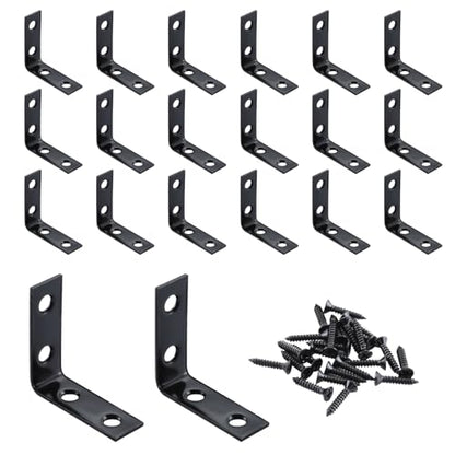 HOME MASTER HARDWARE L Bracket Corner Brace Sets, 1-1/2 " Right Angle Bracket, Metal L Brackets for Shelves Wood Furniture Frame with Screws 20 Pack,Black - size: 1-1/2 " Black-20pack