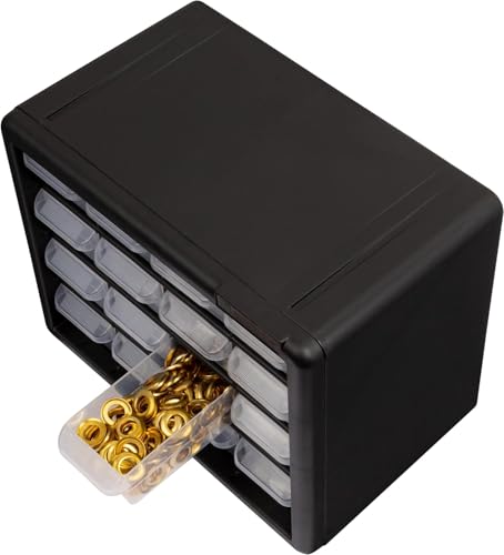 Akro-Mils 16-Drawer Plastic Cabinet for Garage Organization, Beads, Makeup Organizer, Building Bricks Storage, Teacher Toolbox, 10-1/2" W x 6-1/2" D x 8-1/2" H, 10716 Black (Pack of 4) - size: 16 Drawer (Pack of 4)