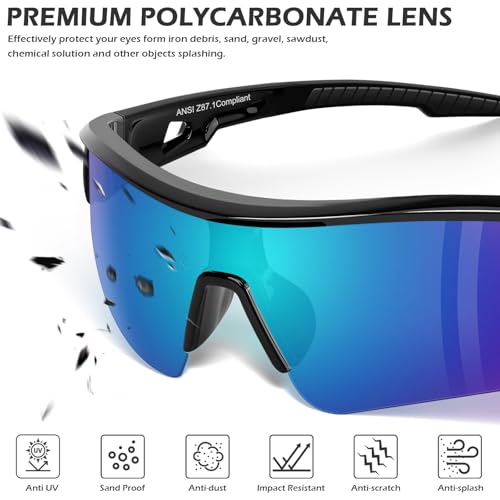 OXG 6 Pack Safety Glasses for Men Women, ANSI Z87.1 Work Glasses Anti Scratch Protective Eyewear with UV400 Protection - color: Tinted