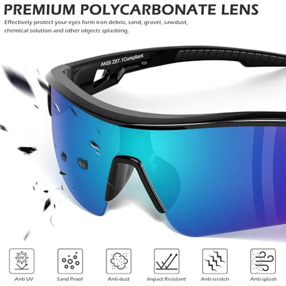 OXG 6 Pack Safety Glasses for Men Women, ANSI Z87.1 Work Glasses Anti Scratch Protective Eyewear with UV400 Protection - color: Tinted