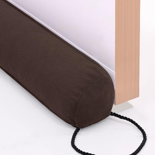 hyha 34 Inch Door Draft Stopper, Blocks Hot Cold Air with Removable Washable Cover, Gaps Up to 3 Inch, All-Season Noise and Wind Seal, Under Draft Stopper for Bottom of Door Window, Chocolate - color: Chocolate, size: 34in