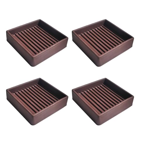 4 Pcs 2x2 Square Rubber Furniture Caster Cups, Furnitures Pads Rubber Furniture Caster Cups, Non-Slip Rubbers Bed Frame Stopper, Bed Stopper Floor Protectors for Protect Any Flooring (Brown) - color: Brown