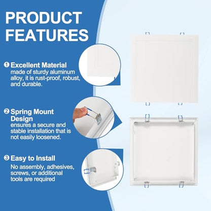 uxcell Square Ceiling Cover Plate, Recessed Lights Hole Trim Plate Wall Hole Spring Mount Decorative Flat Cap Access Panel for Ceiling or Wall 4x4 Inch Openings, Matte White - size: Fits: 4x4inch(100x100mm)
