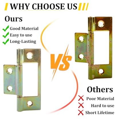 N 6656 Bi-fold Door Hinge, 3 x 1 Inch Non-Mortise Brass Plated Bifold Door Hinges (2 Pack) - size: 2 Pack