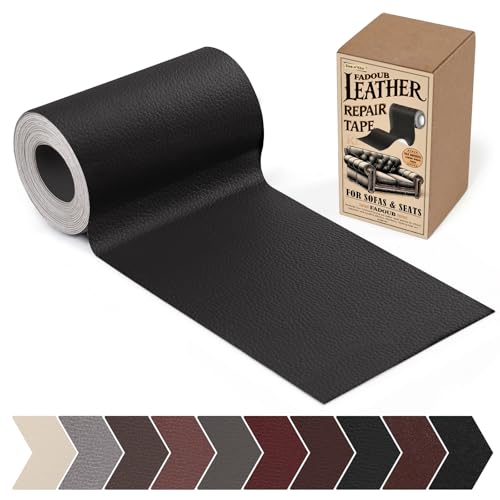 Fadoub Leather Repair Patch, 4 x 63In Self Adhesive Leather Repair Tape for Furniture, Vinyl Repair Tape for Repairing Vinyl, Couch, Sofa, Car Seats, Car Interior (Black) - color: Black, size: Litchi Grain 4 x 63 In