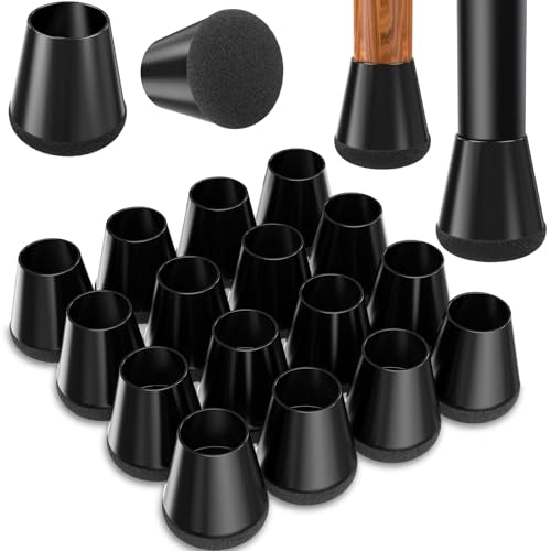 Chair Leg Floor Protectors Extra Small 16 Pcs,Silicone Chair Leg Protectors for Hardwood Floors/Tiles,360°Wrapped Felt Bottom to Prevent Scratch and Reduce Noise, Round Black(Fit:0.6"-0.8") - color: Black, size: XS-16PCS(Fit:0.6"-0.8")