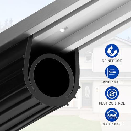 DGSL Garage Door Seals Bottom Rubber，Weather Stripping Sealing Strip Replacement, Universal Weatherproof Threshold Buffering (Black, 10Ft) - color: Black-Aluminum Track, size: 10 Ft