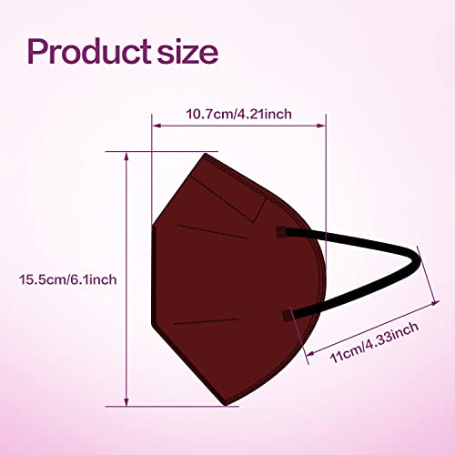 Miuphro 50 Pack Cup Dust Safety Disposable Masks, KN95 5-Layer Foldable Masks - color: Red