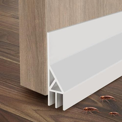 Door Draft Stopper for Bottom of Door, Self-Adhesive Door Sweep, Durable 3-Layer Sillcon Sweep Provides Better Protective and Silent Effect, Stripping Seal for Dust, Noise, White, 39”