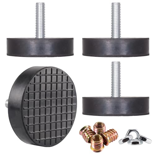 M8 Rubber Adjustable Leveling Feet Heavy Duty, 2" Base Dia Furniture Levelers for Table Chair Cabinet Sofa (1600LBs, 4 Pack, Black)