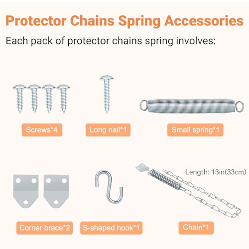Storm Door Closer, Heavy Duty Screen Door Closers with Protector Chains Spring, Storm Door Bracket Kit Compatible with Andersen/Emco/Larson/40201 (Closer and Chain, 1 Pack(Black)) - size: 1 Pack(Black)
