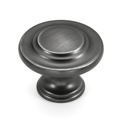 HESTIA HARDWARE 10 Pack | 1-1/3 Inch Round Pewter Silver Drawer Knob | Antique Drawer Knobs and Pulls, Kitchen Door Knobs for Cabinets Or Bathroom Cabinet Knobs | Dark Grey Dresser Knob(Z4.10.B) - color: Antique Silver