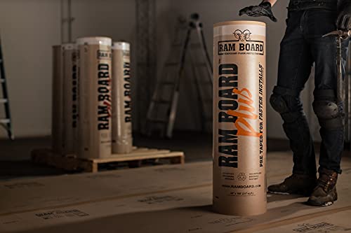 Ram Board Plus Heavy Duty 38 inch x 100 feet, Faster Installs, Pre-Taped, Painting, Remodeling, Construction Temporary Floor Protection (317 Sq. Ft.)