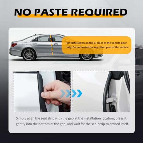 2PCS 2.62FT B Pillar Sealing Strip,Upgraded Rubber Car Door Seal Strip B Pillar with U-Shaped Fixing Steel Strips,Dust-Proof & Noise-Reducing Car Door Weather Stripping