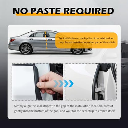 2PCS 2.62FT B Pillar Sealing Strip,Upgraded Rubber Car Door Seal Strip B Pillar with U-Shaped Fixing Steel Strips,Dust-Proof & Noise-Reducing Car Door Weather Stripping