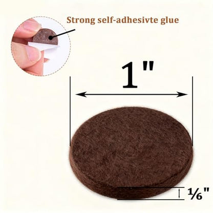 48 PCS Felt Furniture Pads, 1-inch Round Brown Chair Felt Pads, Felt Pads for Furniture Feet to Protect The Floor from Scratches,Reduce Noise (Brown) - size: Round 48PCS-Brown