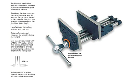 Groz 39011 Quick Release Woodworking Vise - size: 7-inch