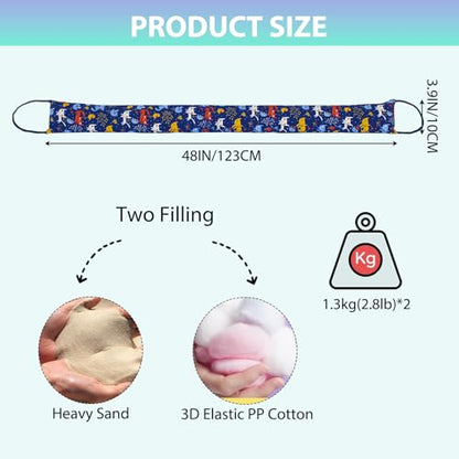 Weighted Door Draft Stopper, 2 Pack 48 Inch Under Door Blocker, Bottom of Door Window Air Noise Light Gap Filler, Saving Energy Cartoon Print Canvas Cotton 2.8Lb - size: 48 inch
