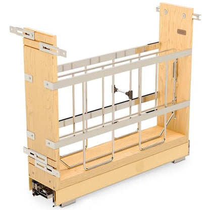 Rev-A-Shelf 5" Pullout Wooden Bakeware Organizer Shelf for Base Kitchen Cabinets w/ Soft-Close and 100 Pound Ball-Bearings, 447-BCBBSC-5C - size: 5 In.