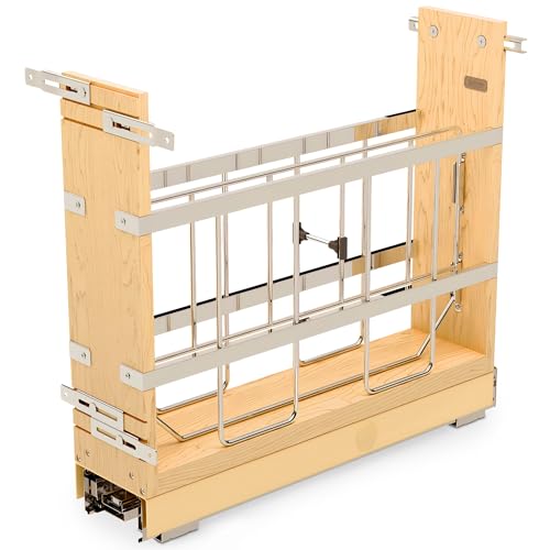 Rev-A-Shelf 5" Pullout Wooden Bakeware Organizer Shelf for Base Kitchen Cabinets w/ Soft-Close and 100 Pound Ball-Bearings, 447-BCBBSC-5C - size: 5 In.