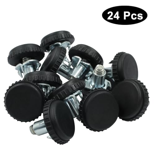 24 Pack Adjustable Furniture Levelers, 1/4-20 Threaded Screw in Furniture Leveling Feet Glides with T-Nuts for Cabinet Table Chair Patio Furniture Legs - size: 24 Pack