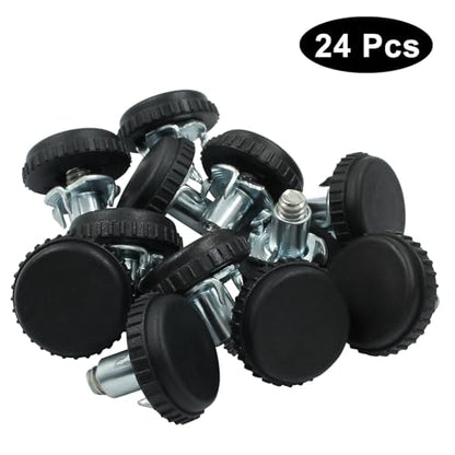 24 Pack Adjustable Furniture Levelers, 1/4-20 Threaded Screw in Furniture Leveling Feet Glides with T-Nuts for Cabinet Table Chair Patio Furniture Legs - size: 24 Pack