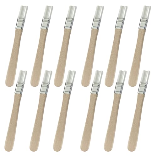 12 Pcs Soft Bristle Paint Brush, 5 Inch Wood Handle Trim Painting Tool Small Paint Brushes, Edge Painting Tool for Walls/Touch Up/Cabinets/Fences（Yellow） - color: Yellow