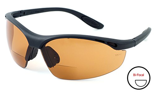 Calabria Rhino R91348 Anti Fog Bifocal Reading Safety Glasses Readers Wrap Around Eye Protection Eyewear w/Camouflage Pouch - color: Copper, size: 3.00