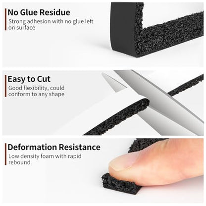 Yotache Open Cell Self-Adhesive Foam Seal Tape 1/2" x1/4", Weather Stripping for Door Insulation, Soundproof, Weatherstrip, 13 FT x 2Pcs - size: (0.5"×1/4") 26FT